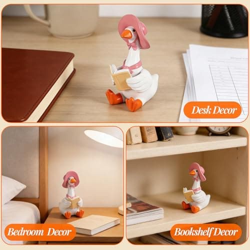 Dzpsoon Cute Desk Decor for Women, Mini Goose Reading Book, Funny Goose Office Desk Accessories, Goose Statue for Mom, Coworker, Book Lover Gift - Thumbnail 5
