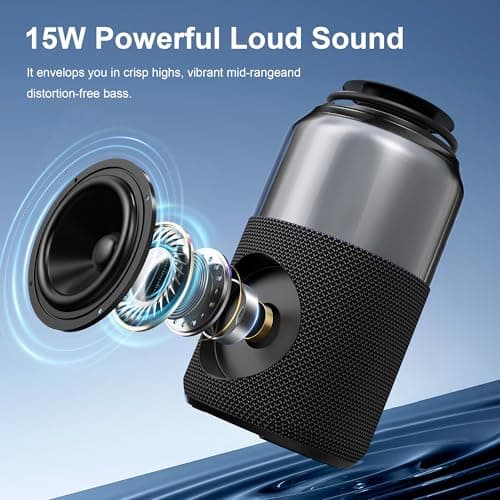 Passau Portable Bluetooth Speaker with Lights Show, 15W Loud Clear Sound, White Elephant Gifts for Adults, BT 5.4, LED Lights up Speakers Stocking Stuffers Gifts for Kids, Teen, Girls, Boys (2 Pack) - Thumbnail 2