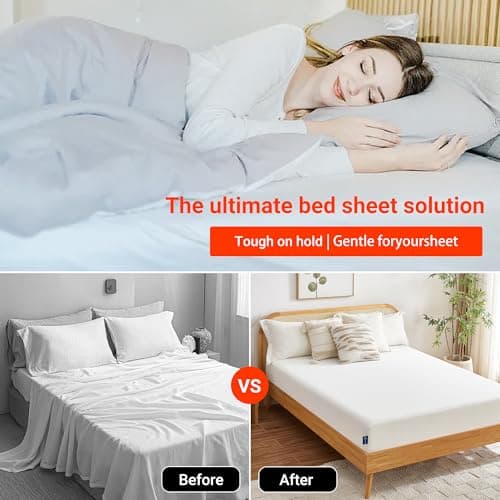 Ksasky Bed Sheet Holder Straps, Adjustable Bed Sheet Clips for Corner, Upgrade Non Slip Sheet Holders Keep Sheets Firm & Tight, Easy to Install Durable Fasteners - Thumbnail 4
