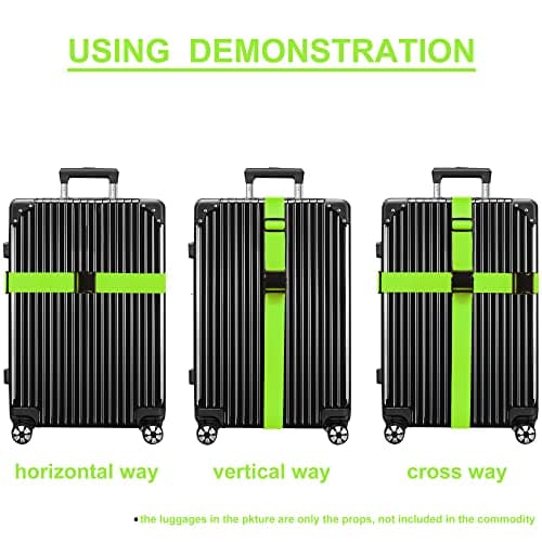 Luggage Straps for Suitcases TSA Approved Travel Belt 4 Pack by Chelmon (Green) - Thumbnail 5