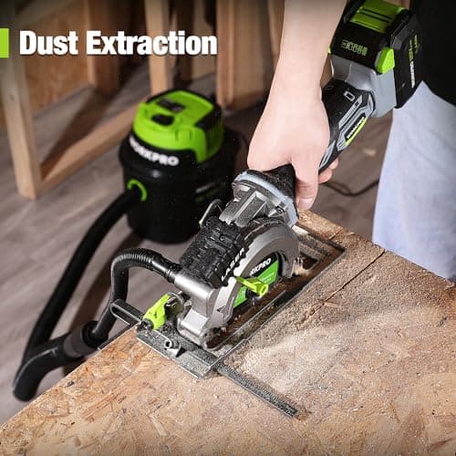 WORKPRO 20V Cordless Mini Circular Saw, 4-1/2" Compact Wireless Circular Saw 4.0Ah Battery, Fast Charger, 3 Blades, 4500RPM, Laser Guide, Max Cutting Depth 1-11/16"(90°), 1-1/8"(45°) - Thumbnail 6
