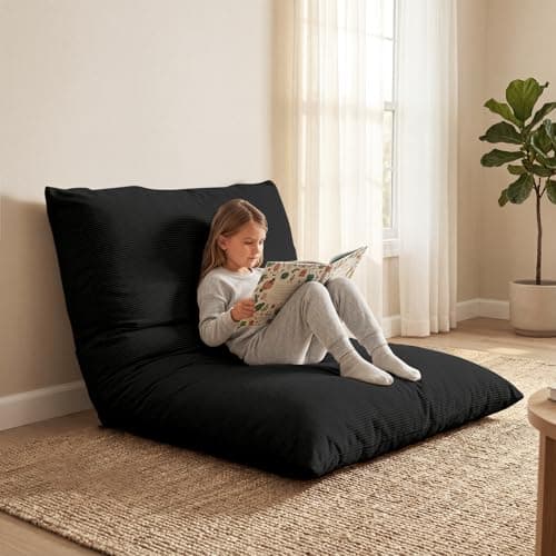 POWERFUEL Kids Bean Bag Bed 3 in 1, Foldable Compression Sofa Bed for Children, Toddler Floor Lounger with Soft Removable Washable Cover, Foam Filled Chair for Bedroom Living Room Guest Bed - Image 1