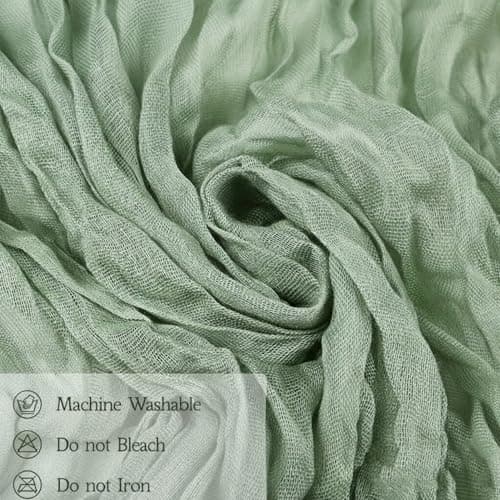 QPOR Green Cheesecloth Table Runner Boho Rustic Gauze Dusty Green Farmhouse 120 inch 10FT Cheese Cloth Runner for Wedding Party Baby Shower Birthday Holiday Home Decor - Thumbnail 6