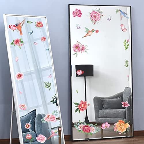 79 PCS Spring Window Clings,Spring Flower Window Clings for Glass Windows,Double-Sided Birds Floral Butterfly Window Stickers for Spring Decor (9 Sheets) - Thumbnail 4