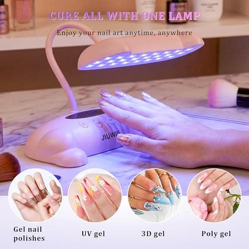 U V LED Nail Lamp, JIUWIIL U V Light for Gel Nails with 24 Beads Curing lamp 3 Timer Nail Dryer, LCD Display, Auto Sensor, Fast Curing Goosenecks Lamp for Gel Polish for Advanced DIY at Home (Pink) - Thumbnail 3