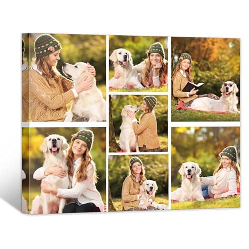 GagetElec Canvas Prints with Your Photos Canvas Pictures Custom Personalized Photo Picture Canvas Customized Photo Personalized Wall Art Valentines Day Gifts for Couple Framed Horizontal (7 Photos) - Image 1