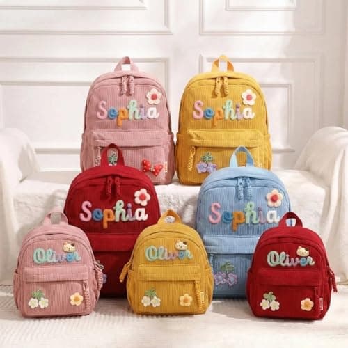 KEQHAULI Custom Corduroy Backpack—a matching parent-child set featuring a hand-woven cotton cord design, making it an ideal birthday gift. - Thumbnail 5