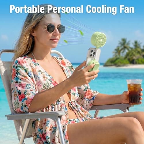 Magnetic Phone Clip Fan, Portable USB Rechargeable Personal Fan with 360° Flexible Gooseneck, 3 Speed Adjustable & Ultra-Wide Airflow, for iPhone, Stroller, Office, Desktop & Outdoor Travel (Green) - Thumbnail 2