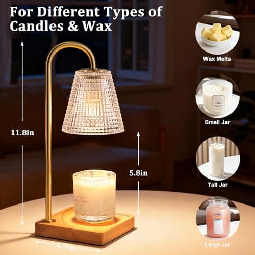 Hong-in Candle Warmer Lamp with Timer Dimmer,Birthday Gifts for Women Mom Sister,House Warming Gifts New Home Room Decor,Vintage Wax Warmer for Scented Wax Jar Candles - Thumbnail 2