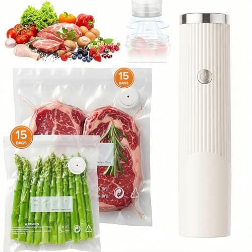 Smart Vacuum Sealer for Food with LED Display, 60kPa Strong Suction Handheld Vacuum Sealer Machine for Reusable Bags & Mason Jars, 1800mAh Portable Compact Food Sealer for Meal Prep, Camping & RV - Image 1