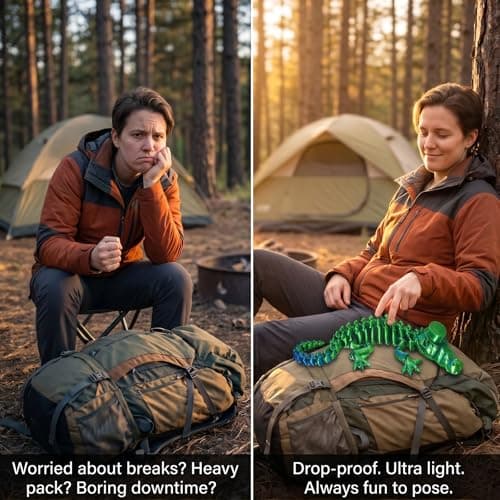 WISWIK 3D Printed Alligator for Outdoor: 32 Articulated Joints Comfortable to Fidget - Helper Stress-Relieving & Companion for Camping & Backpacking Trips - Travel Enthusiasts - Thumbnail 2