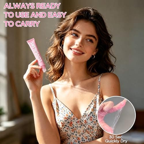 LOVEALERT Body Glue for Clothes – 20ml Liquid Fashion Tape Alternative, Fast Drying 60s Body Adhesive for Clothing, Sweat Resistant Skin Glue for Strapless Dresses, Low-Cut Tops, Wigs(Rose) - Thumbnail 5