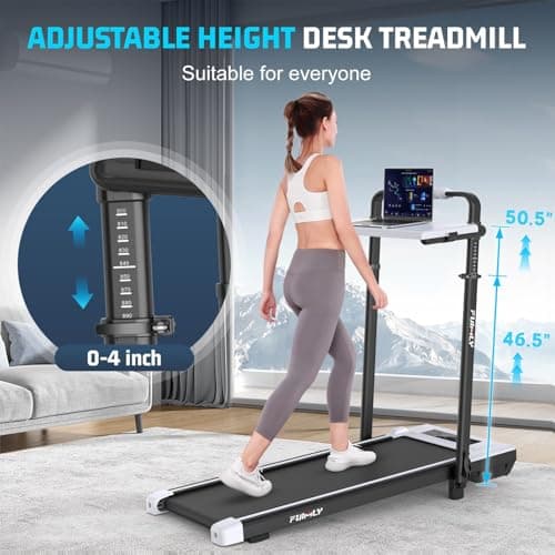 FUNMILY Upgrade Walking Pad Treadmill with 12% Incline & Handle Bar, 3.5HP Foldable Treadmills for Home Small, Under Desk Compact Walking Pad 400+lb Capacity, Shock Absorption - Thumbnail 4