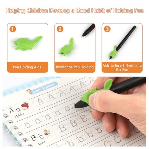 PEASUG Grooved Writing Books for Kids 3-5, Magic Grooved Writing Practice for Kids, Reusable Handwriting Workbooks Practice for Kid Learn to Write, Children's Magic Copybooks 4 Pack - Thumbnail 5