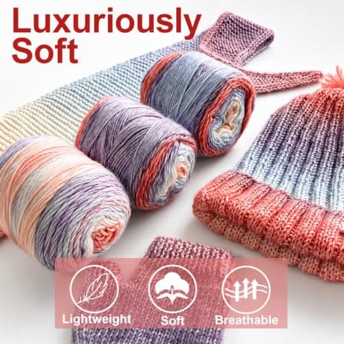 Kitcroet Knitting Kit for Beginners, Complete Beginner Knitting Kit Including Knitting Needles Set, Soft Gradiant Cake Yarn, Learn to Knit Scarf, Beanie, Mittens with Step by Step Video Tutorials - Thumbnail 3