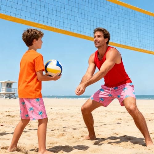 Cozople Swim Trunk for Boys Coconut Trees Swim Short Commpression Anti Chafe Pink Swimsuit UPF Bathing Suit Boxer Brief Swimwear for Outdoor Size 8 - Thumbnail 4