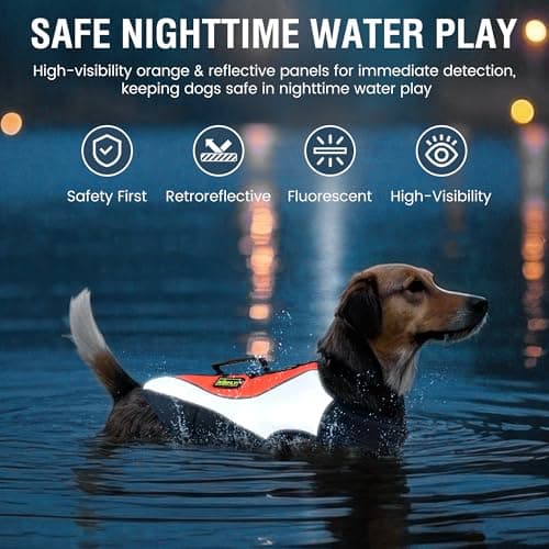 Dog Life Vest for Swimming and Boating - Adjustable Reflective Flotation Jacket, High Buoyancy Life Jacket for Dogs with Rescue Handle, Small Dog Safety Gear for Pool, Beach(S, Orange) - Thumbnail 4
