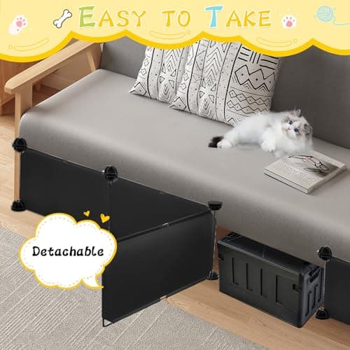 Under Couch Blockers for Pets, 6.7" Height-83 Length in Total Couch Blockers, Keep Dogs Off Couch Sofa, Durable Detachable Under Couch Toy Blocker with Strong Tape, Black - Thumbnail 5