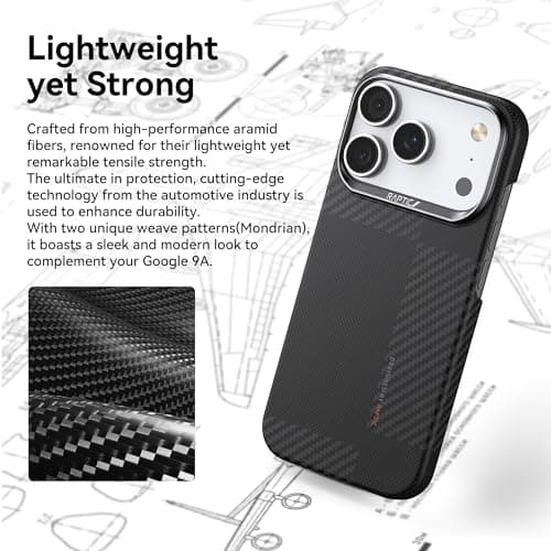 RAPTIC 2025 for iPhone 17 Pro Max 6.9 inch, Compatible with MagSafe, Non-Slip & Ultra Slim Light Case for 17 Pro Max with Caseless Feeling, 1500D Aramid Fiber Textures, [Tactile Woven-Mondrian] - Thumbnail 4