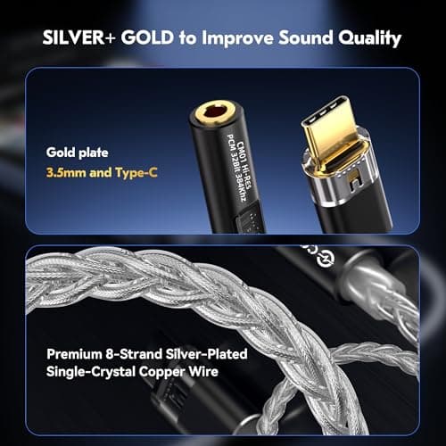 2026 Latest USB C DAC Audio Adapter with Headphone Amplifier, USB C to 3.5mm Audio Adapter for Wired Headphones, Hi-Res Type C DAC Compatible with iPhone 15, Android, Laptop & Tablet (DAC black) - Thumbnail 5