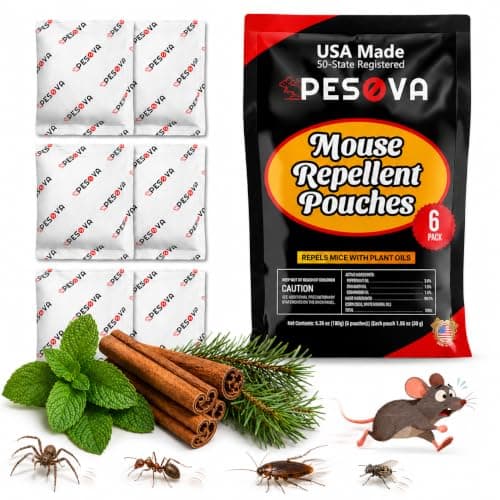 Pesova Mouse Repellent Pouches, Peppermint Cinnamon Cedarwood Oil Repellent, Natural Rodent Spider Ant Roach Deterrent for Car RV Garage Closet Basement Boat Shed Attic(Pack of 6) - Image 1