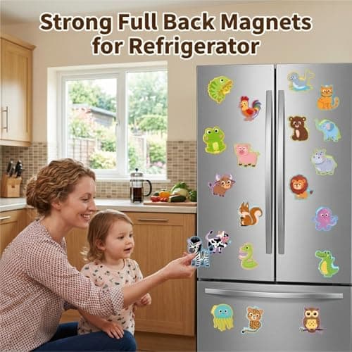Fridge Magnets,43Pcs Farm Animals Cute Magnets for Refrigerator Whiteboard,Full Back Magnet Animal Magnets Gifts for Girls and Boys - Thumbnail 3