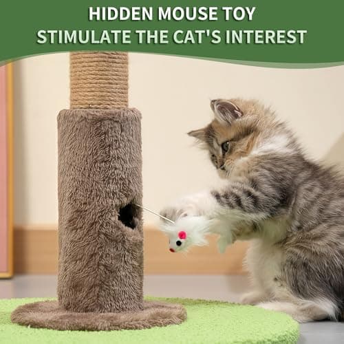 RPZ Palm Tree Cat Scratching Post for Indoor Cats, Tall Sisal Cat Scratcher Tree with Sturdy Base, Cute Cat Scratch Post for Kittens & Adult Cats - Thumbnail 5