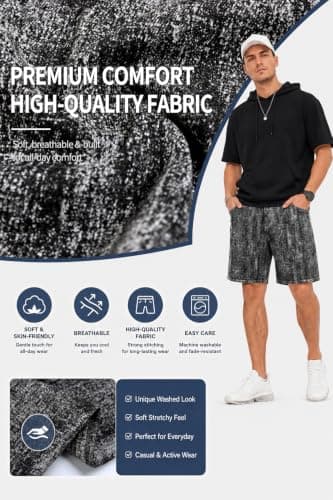 Heyfanee Mens Baggy Jorts Y2k Vintage Jean Shorts Men Big and Tall Oversized Denim Shorts for Men Loose Fit Black 46 - Thumbnail 4