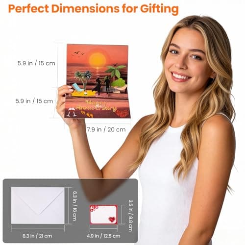 mountova Anniversary Card with Music and Lights, 3D Pop Up Happy Anniversary Cards for Women Men Wife Husband Couple, Beach Vacation Invitation Card for Him or Her - Thumbnail 4
