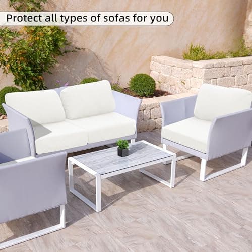 SUKAIKEQA Outdoor Cushion Covers Set,8PCS Jacquard Patio Furniture Couch Seat Slipcovers, Replacement for Sofa Sectional Chair(Cover，Only) - Thumbnail 4