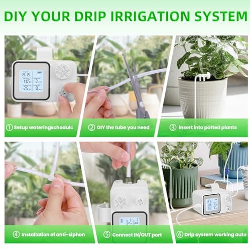 Automatic Plant Watering Devices with Programmable Water Timer and LED Display,Automatic Drip Irrigation Kit System for 15 Potted Plants Outdoor Indoor Garden Balcony Vacation - Thumbnail 6