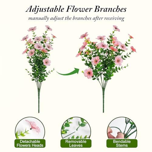 Trepcow Artificial Flowers for Outdoors - UV Resistant Realistic Spring Fake Flowers,16 Bundles Faux Flowers Bulk for Outdoor&Indoor Decor,Fake Plants for Garden,Porch,Window Box,6 Multicolor - Thumbnail 6