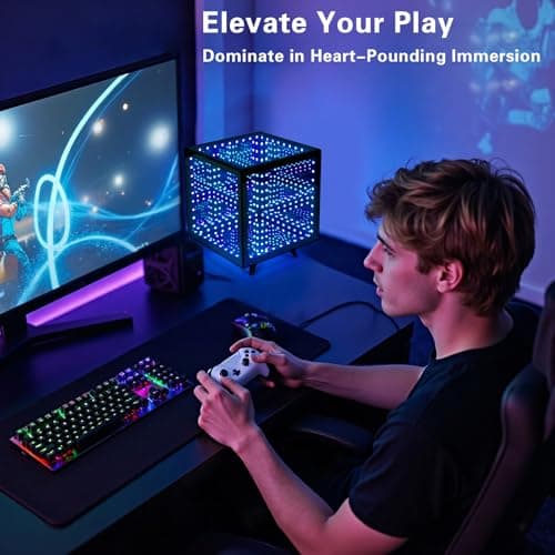 Bixobag RGB Infinity Hyper Cube Light with APP Control - Smart Infinity Mirror Night Light, 16M Colors Music Sync, Gaming Room Decor, Mood Lighting for Bedroom Desk and Party (7 Inches) - Thumbnail 2
