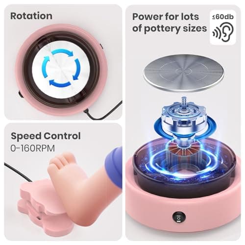 Skirfy Mini Pottery Wheel for Beginners Adults with Foot Pedal9.5" Ceramic Machine for Kids Art Craft Glow in Dark Kits 2.2LB Air-Dry Clay,Carving Tools Adjustable Speed,DIY Projects Birthday Gift - Thumbnail 3