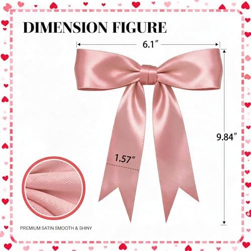 2 Strings Pink White Bow Garland Banner Decorations, Pre-Strung Satin Ribbon Bows for Birthday, Baby Shower, Bridal Shower, Coquette Girls Room, Bow Themed Party, Wedding, Christmas Tree Decorations - Thumbnail 3
