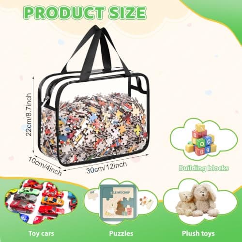 Dntorx Toy Storage Bags 6 Pack, Clear PVC Toy Organizers, Black - Thumbnail 6