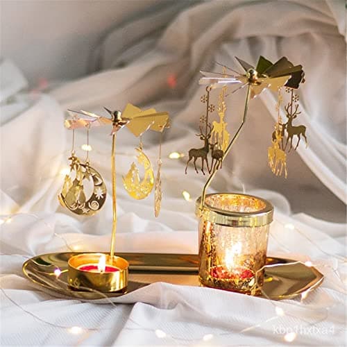 Spinning Candle Holder, Rotating Carousel Tealight Candle Holder, Unique Birthday Gift for Women, Mom, Sister, Friends, Christmas, Valentine's Day (Moon Cat) - Thumbnail 3