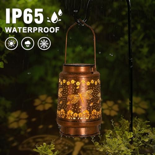 Dragonfly Solar Lanterns Outdoor Waterproof, Mother Day Gifts, Birthday Gifts for Women, Mom, Grandma, Hanging Solar Lights for Yard, Patio, Porch, Garden Decor - Thumbnail 5