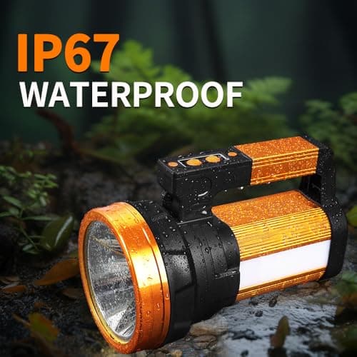 KINQILIN 30600MAh Rechargeable Spotlight 2400LM Flashlight Long Lasting 100H Handheld Spotlight IP67 Waterproof Spot Lights with 6 Modes Twin Side Flood Light for Camping Hunting Emergency - Thumbnail 6