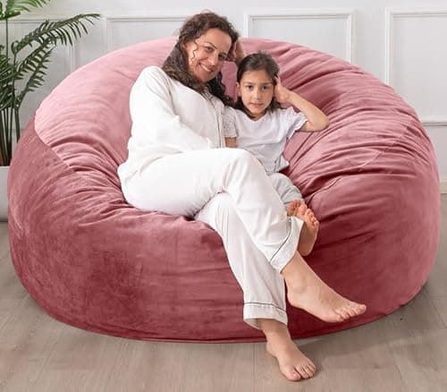 WhatsBedding 3 ft Bean Bag Chair for Adults/Kids，Large Bean Bag Chairs with Fillings，Memory Foam Bean Bag with Soft Faux Fur Fabric, 3 Foot, Pink - Image 1