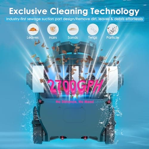 Cordless Robotic Pool Cleaner, Wall Climbing, Lightweight, Extended Battery Life, 8L Large Capacity, Advanced Dual-Motor, X1 Auto Pool Vacuum for Inground & Above Ground Pools Up to 1100 Sq.Ft, Pink - Thumbnail 3