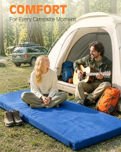 GAIALOOP 3 Inch Memory Foam Camping Mattress, Dual Layer Thick Sleeping Camp Pad for Car Tent Cot, Roll-Up Portable Glamping Floor Bed for Guests Sleepover[Kid: 62 * 23 * 3"] - Thumbnail 2