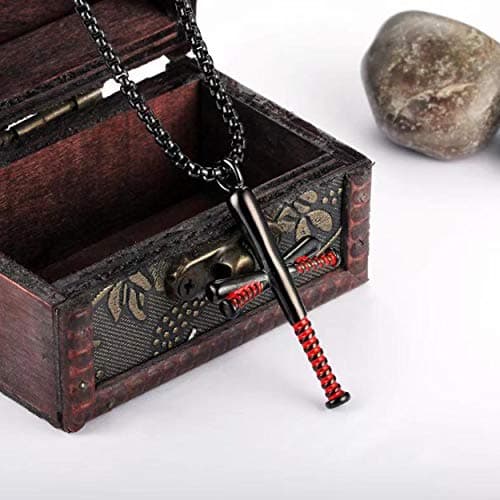 Rehoboth Baseball Bat Stainless Steel Cross Pendant Necklace for Men Women With 24 Inch Black Chain - Thumbnail 3