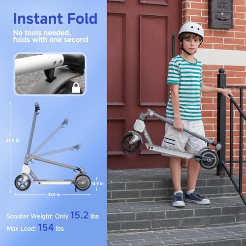 isinwheel S4 Electric Scooter for Kids Ages 6-14, 200W Foldable Kids Electric Scooter with 3 Speeds (5/8/12 Mph), LED Display, Colorful Lights, Gift for Kid - Thumbnail 4