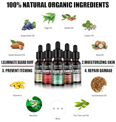 ISNER MILE Beard Oil Kit Stocking Stuffers: Gifts for Men Him Dad Boyfriend, Mustaches Conditioner - Soften - Strength with Sandalwood, Bay Rum, Vanilla, Cologne, Unscented, Beard Grooming and Care - Thumbnail 3
