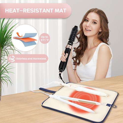 KarSyon Hot Tools Organizer Heat Resistant Mat Case Hair Tools Holder Travel Bag Portable Hair Styling Tools Cover Pouch for Curling Iron,Flat Iron,Hair Straightener (Blue) - Thumbnail 2