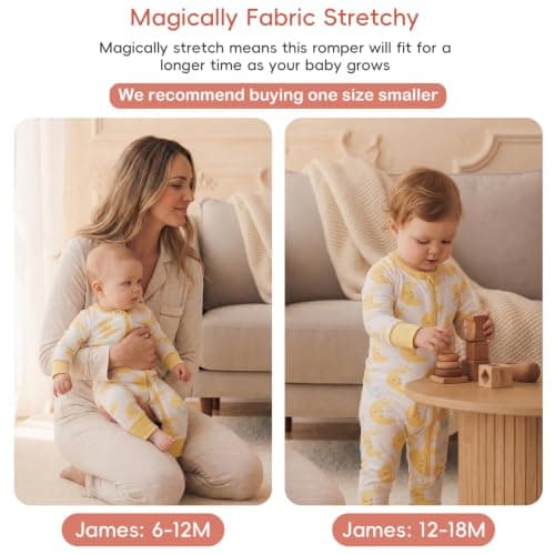 aqpa Baby Pajamas for Boys & Girls, Preemie & Newborn Onesies Sleepers, 92% Viscose From Bamboo 2-Way Zippers Footless PJs(Yello Moon 18-24M) - Thumbnail 4