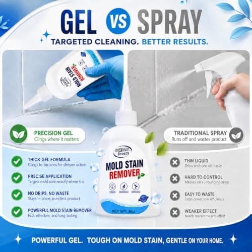 OceanBreezy Mold Stain Remover Gel 8 Fl Oz, Household Grout Surface Cleaner, Cleaning Gel for Washing Machine, Refrigerator Strips, Tiles, Bathroom Kitchen Sinks, Damp Areas - Thumbnail 3