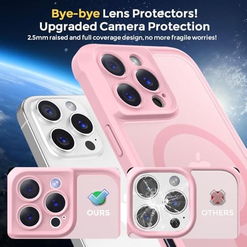 Thomo Magnetic for iPhone 16 Pro Max Case, [Full Camera Protection] [Compatible with Magsafe] Military-Grade Shockproof, Anti-Fingerprint Translucent Matte Phone Case,Pink - Thumbnail 4