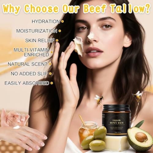 IIIMEIDU Beef Tallow for Skin, Tallow and Honey Balm for Face Moisturizer Balm, 100% Natural Organic Grass-Fed Beef, Honey, Vitamin E Oil for Body & Face (4.2 Oz, honey/balm) - Thumbnail 3
